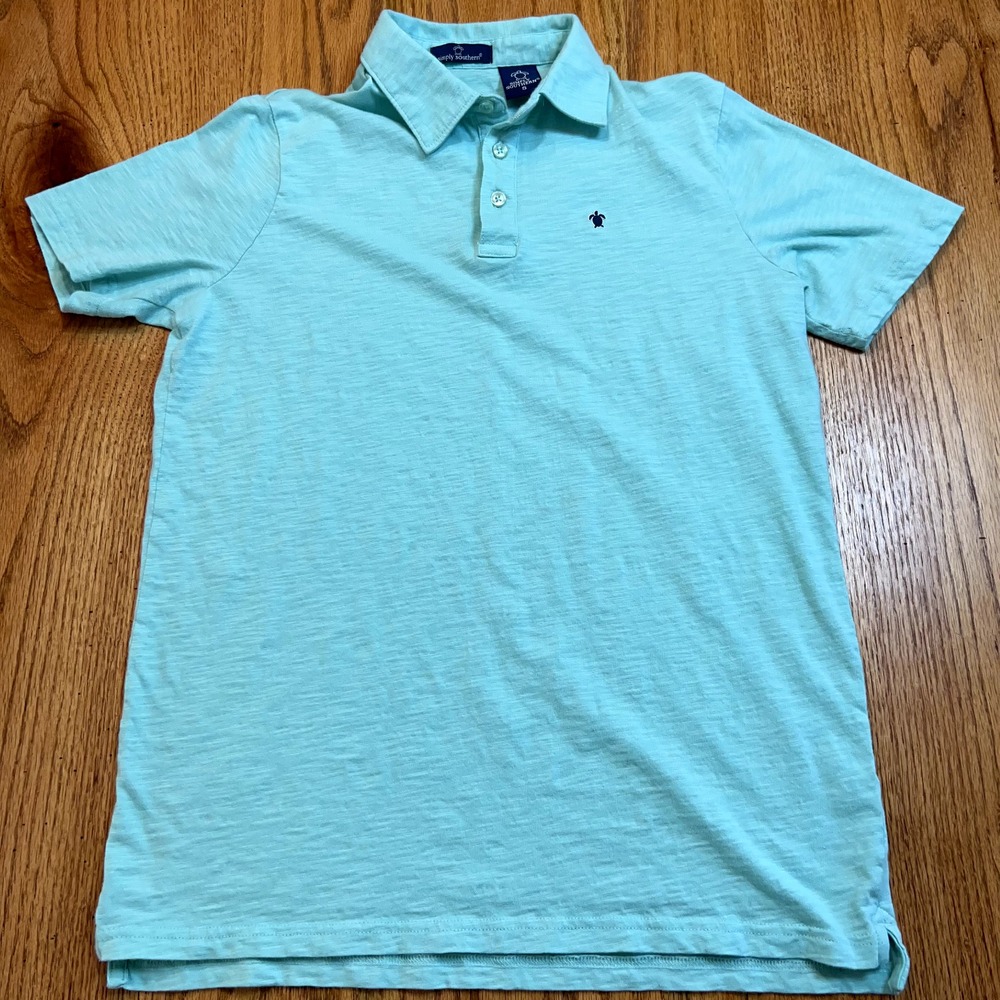Simply Southern Men's‎ Polo Shirt Turquoise Blue Soft S Turtle